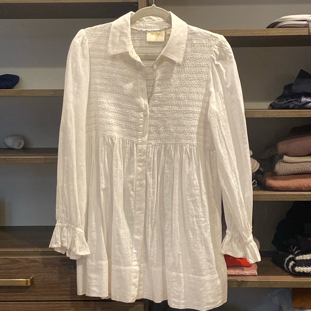 Maeve Smocked tunic button down - Anthropologie